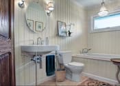 Thumbnail 9 of 14 - bath white with round mirror
