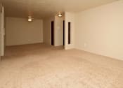 Thumbnail 13 of 27 - A room with a carpeted floor and a ceiling light.
