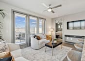 Thumbnail 1 of 14 - Furnished living room with ceiling fan, Ironcrest, North Richland Hills, TX