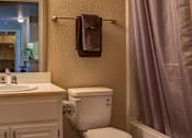 Thumbnail 18 of 27 - Bathroom With Vanity Lights at Commons at Dawson Creek Apartments, Hillsboro