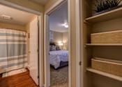 Thumbnail 19 of 30 - Wooden shelves at Commons at Creekside Apartments, Hillsboro, OR