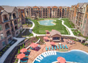 Thumbnail 22 of 78 - an aerial view of the pool and pond  at EdgeWater at City Center, Lenexa
