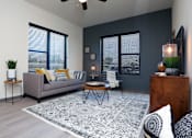 Thumbnail 6 of 11 - Model Livingroom at The Liberty Lofts, Gainesville, 76240
