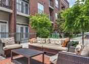 Thumbnail 22 of 35 - Spacious, Landscaped Patio and Private Courtyard at Greenway at Stadium Park, North Carolina