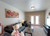 Thumbnail 6 of 40 - living room, couches, tv, coffee table, moorhead apartment
