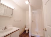 Thumbnail 22 of 35 - white bathroom with shower at Bradford Run in Kokomo, IN