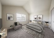 Thumbnail 16 of 35 - Master bedroom with cozy bed at The Apartments at Owings Run, Owings Mills, MD, 21117