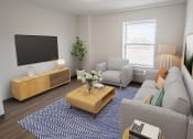 Thumbnail 5 of 11 - Living Room at Berwyn Apartments in Berwyn, IL