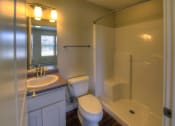 Thumbnail 11 of 15 - Bathroom with shower at Saddleview Apartments, Bozeman