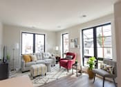 Thumbnail 7 of 20 - Modern Living Room With Expansive Window at Walnut Street Commons, Allentown, PA, Pennsylvania