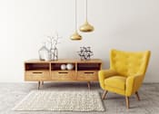 Thumbnail 2 of 10 - modern living room  with yellow armchair. scandinavian interior design furniture.