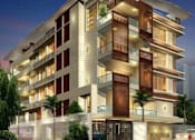 Thumbnail 2 of 4 - three storey apartment building with a lot of balconies and a night sky