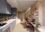 Thumbnail 8 of 26 - A modern kitchen with a workspace.