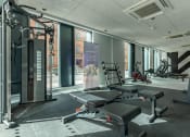 Thumbnail 32 of 35 - a gym with weights and other exercise equipment in a room with windows