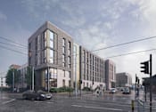 Thumbnail 17 of 17 - A modern building with a glass facade is depicted in the image.