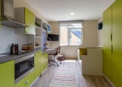 Thumbnail 36 of 50 - a kitchen with green cabinets and a window