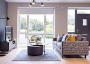 Thumbnail 15 of 15 - a living room with a couch and a coffee table and a television