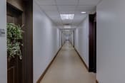 Thumbnail 25 of 25 - a long hallway with wood floors and white walls and wooden doors