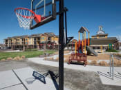 Thumbnail 8 of 11 - basketball hoop and playground