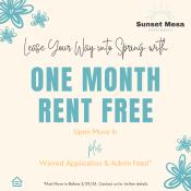Thumbnail 4 of 30 - a one month rent free event poster with blue flowers