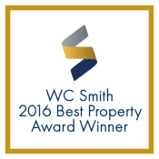 Thumbnail 16 of 16 - a yellow and blue logo with the words wc smith 2016 best property award winner