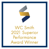 Thumbnail 14 of 17 - a blue and yellow logo with the words wc smith 2021 superior performance award winner