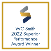 Thumbnail 31 of 34 - a yellow and blue logo with the words wc smith 2020 superior performance award winner