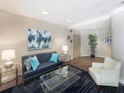 Thumbnail 6 of 16 - lobby lounge with social seating, and modern artwork  at hilltop house apartments in columbia heights washington dc