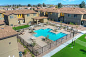 Thumbnail 2 of 60 - Aerial View Of The Pool Area at San Vicente Townhomes in Phoenix AZ