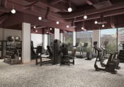 Thumbnail 3 of 13 - apartment fitness center with cardio and weight equipment