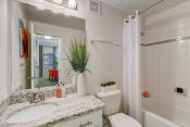 Thumbnail 11 of 44 - the preserve at ballantyne commons apartment bathroom with sink toilet and shower