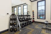 Thumbnail 20 of 64 - free weights in fitness center at Overland Park, Pickerington, 43147