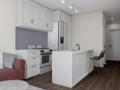 Thumbnail 3 of 10 - a rendering of a kitchen with white cabinets and a white counter top