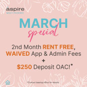 Thumbnail 1 of 8 - a poster with the dates of march special and 2nd month rent fee waived app