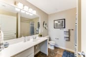 Thumbnail 15 of 44 - Bathroom with large vanity and bright lights at The Reserves of Thomas Glen, Shepherdsville, KY, 40165