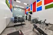 Thumbnail 2 of 25 - a spacious fitness center with cardio equipment and free weights