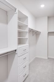 Thumbnail 17 of 40 - a spacious closet with white walls and drawers