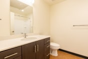 Thumbnail 5 of 13 - the preserve at ballantyne commons apartment bathroom with sink toilet and mirror