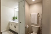 Thumbnail 21 of 37 - This is a photo of the bathroom in a 692 square foot 1 bed, 1 bath model aprtment at Cambridge Court Apartments in Dallas Texas
