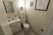 Thumbnail 18 of 32 - This is a photo of the bathroom in the 740 square foot 1 bedroom model apartment at Compton Lake Apartments in Mt. Healthy, OH.