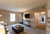 Thumbnail 33 of 75 - This is a photo of the living room and hallway of the 890 square foot 2 bedroom, 2 bath Liberty at Washington Place Apartments in in Miamisburg, Ohio in Washington Township.
