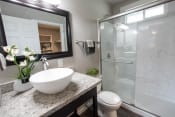 Thumbnail 8 of 18 - bathroom with granite counters and shower