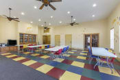 Thumbnail 25 of 49 - a large room with tables and chairs and ceiling fans