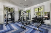 Thumbnail 21 of 39 - a home gym with weights and cardio equipment