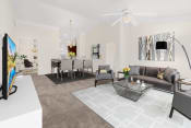 Thumbnail 9 of 14 - Living room and dining at Brandywine Apartments, West Bloomfield, MI, 48322