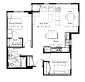 Thumbnail 12 of 20 - Two Bedroom floor plan at Owasso Gardens, Roseville, MN, 55113