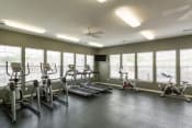 Thumbnail 8 of 15 - a gym with cardio equipment and windows