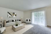 Thumbnail 5 of 28 - Sherwood Apartments- Township Sherwood- Modern Decor with Glass Sliding Doors and Wall-to-Wall Carpeting