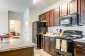 Thumbnail 9 of 35 - Luxury kitchen with black appliances and stone counter tops