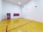 Thumbnail 22 of 24 - a Raquetball court with a wooden floor and white walls